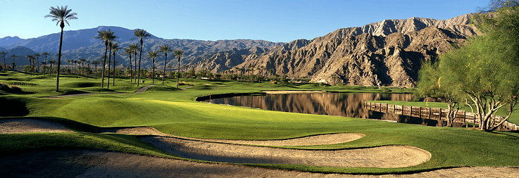 On-course view of PGA West Pete Dye Dunes Course.