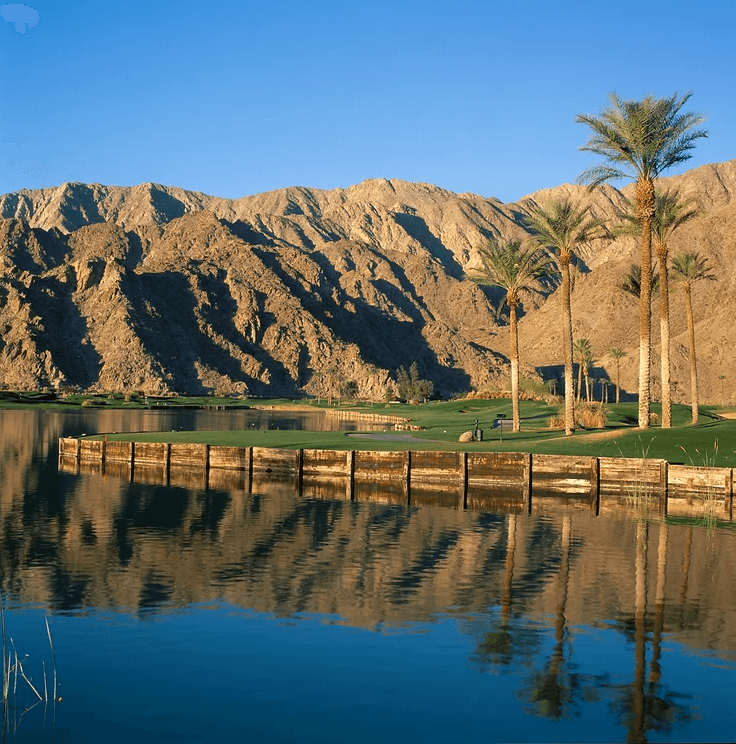 On-course view of PGA West Pete Dye Mountain Course.