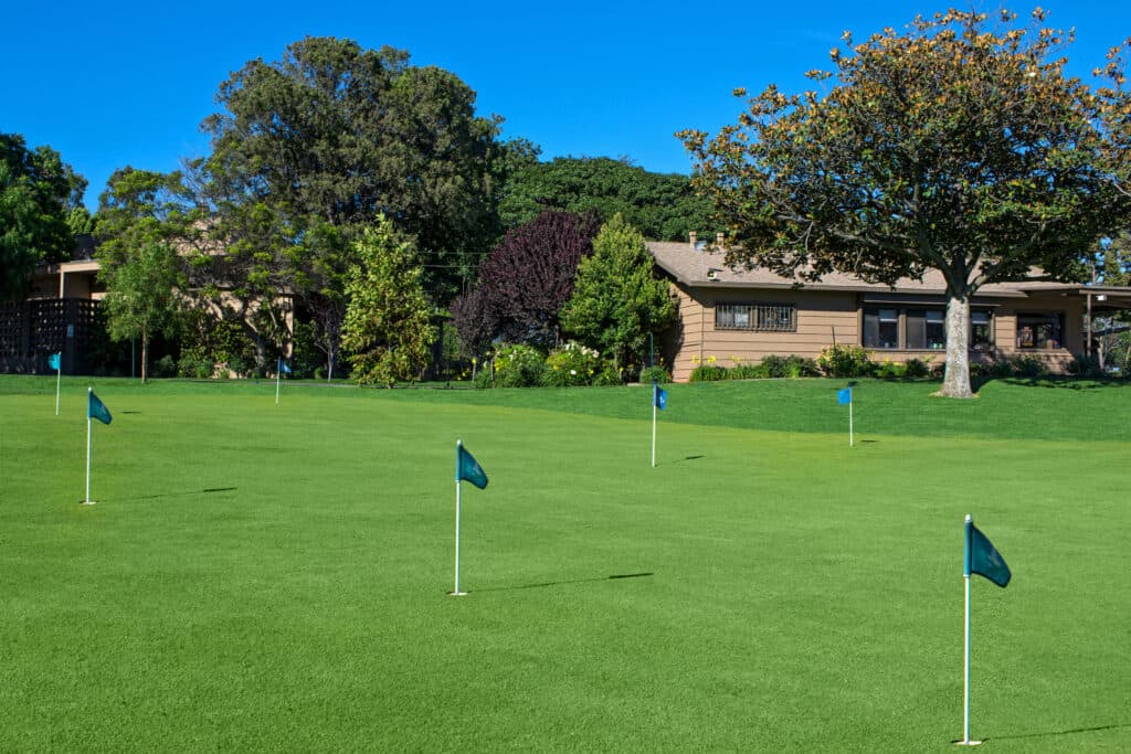 Practice putting green and clubhouse at Chester Washington Golf Course
Credit: Chester Washington Golf Course (individual photographer unlisted)
Source: https://www.chesterwashington.com/golf-tee-times/
Exact image: https://www.chesterwashington.com/wp-content/uploads/sites/9/2021/10/CWGC-0204b-scaled.jpg
Reuse rights: unverified; source credit is not a license.