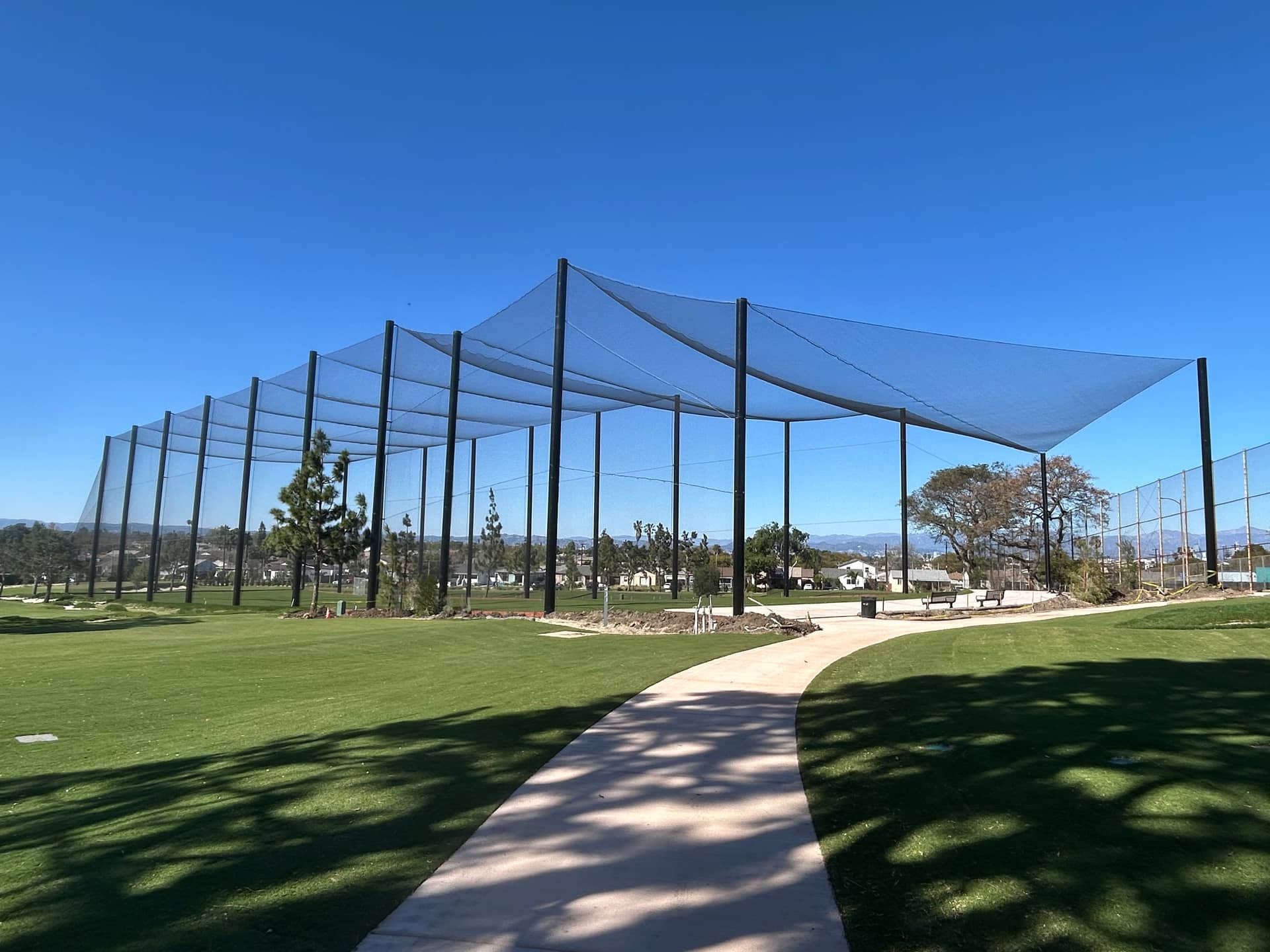 The rebuilt driving range at Maggie Hathaway Golf Course in Jesse Owens Park, South Los Angeles.