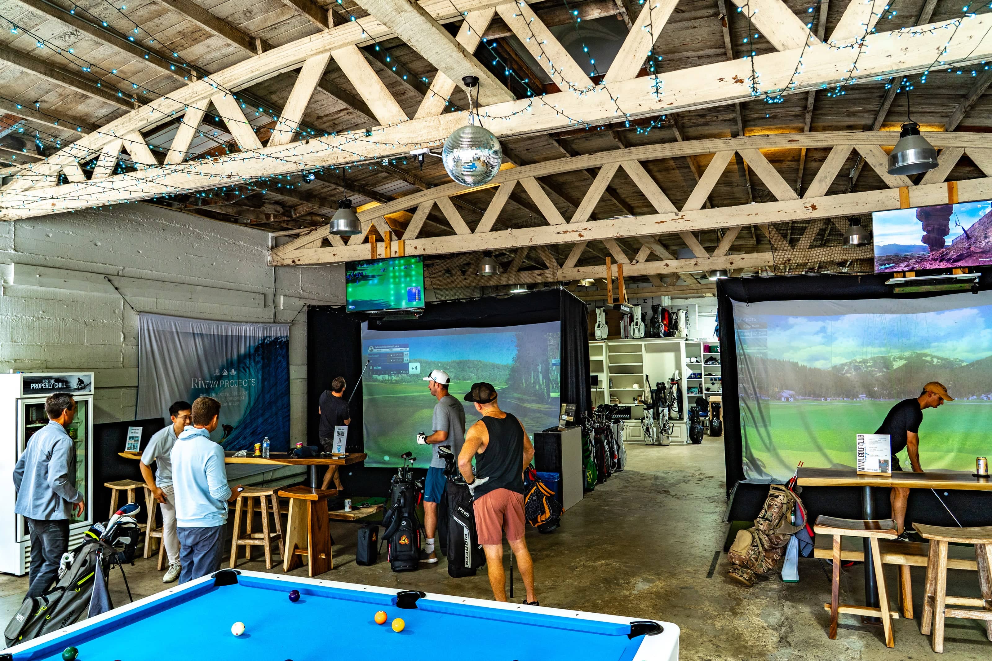 Indoor golf bay at MNML Golf Club, Redondo Beach