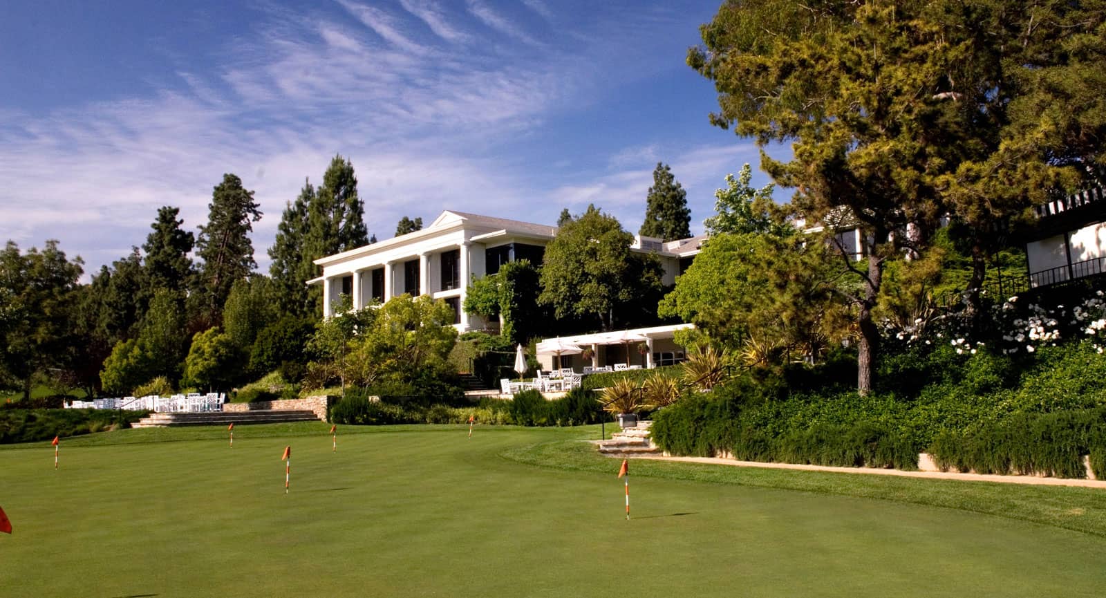 The clubhouse and putting green at Annandale Golf Club in Pasadena, California.