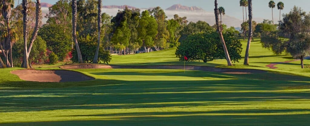 On-course view of Rancho San Joaquin Golf Course.